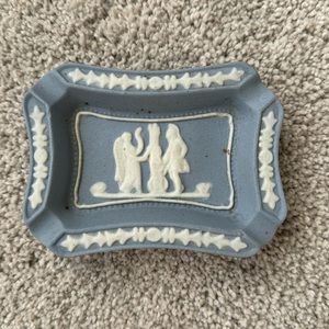 1940s Occupied Japan Blue Jasperware God and Goddess Ashtray